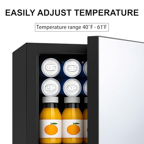 Image of DOGHLY 0.9 Cu.Ft Mini Refrigerator and Beauty Fridge, 24 Cans Mini Fridge with Mirror Door, Temperature Control, Removable Shelf, Compact Cooler for Bedroom, Dorm, Office, Beverage Beauty Storage