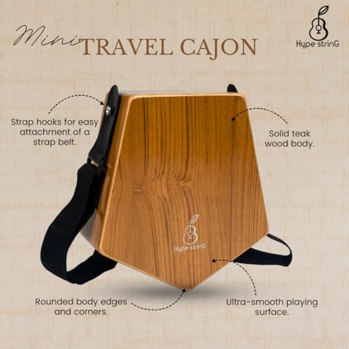 Image of Hype String Mini Travel (Double-Sided) Cajon || Made of Solid Teak Wood With Cover Bag and Strap