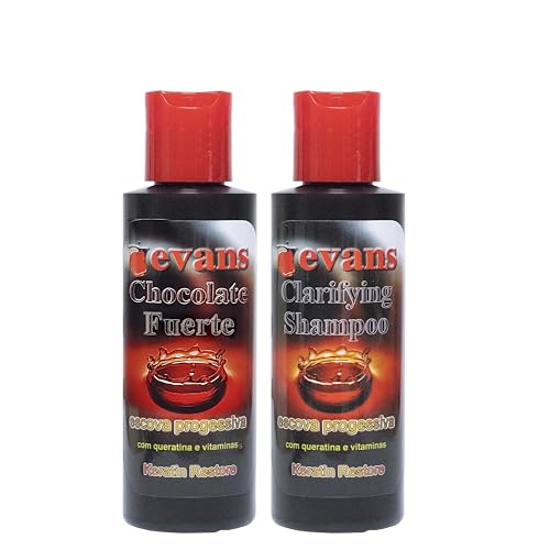 evans COMBO PACK Brazilian Keratin Hair Smoothing Treatment Blowout Straightening System Forte 4.0 fl oz + Clarifying Shampoo 4.0 fl oz