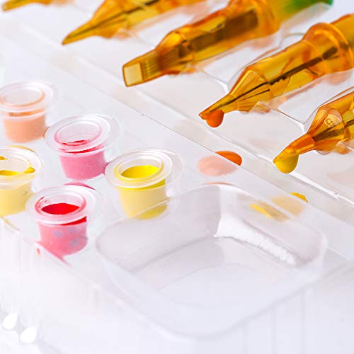 20pcs Trays Clear Disposable DGT Plastic Tattoo Cartridge Needle Holder Stand for Tattoo Needles Inks Body Make up
