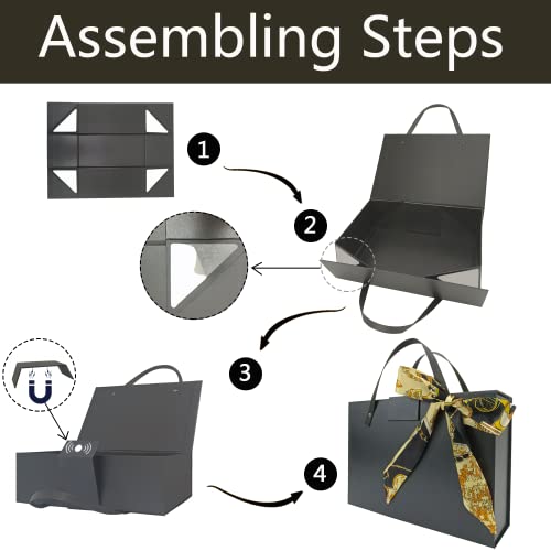 Joyscoop Black Gift Box - 11X7.6X3.5 Inches Gift Box With Lids And Handles, Magnetic And Portable Gift Box For Men And Women, Perfect Large Gift Box For Presents. #TOP4