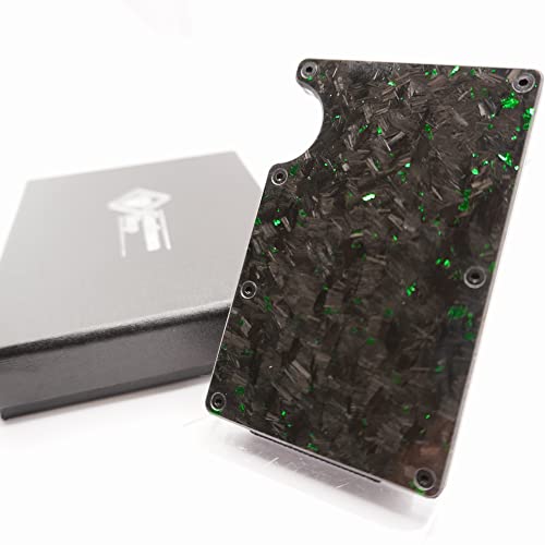 Forged Composite REAL carbon fiber wallets 5 colors available flakes minimalist money clip (Glossy Goblin Green Forged Carbon Fiber)3