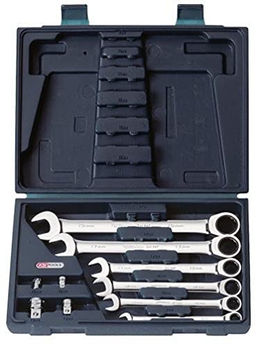 KS Tools 503.4260 GearPlus Comb Ratchet Spanner Set including Adaptors, Black