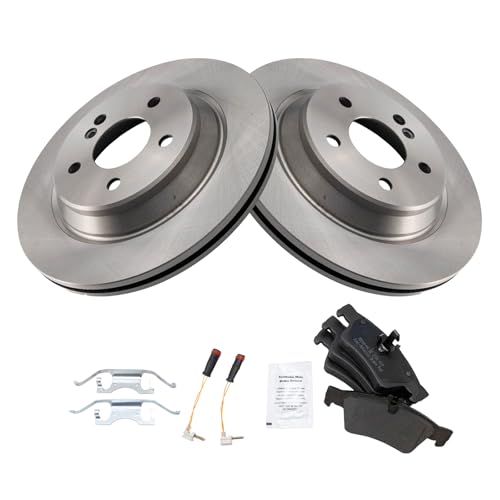 Image of TRQ Rear Brake Pad and Rotor Set Semi Metallic Compatible with 2003 Mercedes-Benz CL500 2003-2006 S430 S500