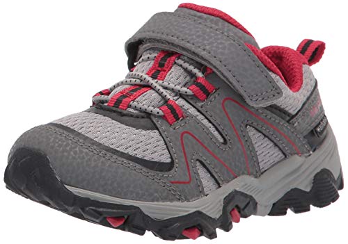 Merrell unisex child Trail Quest Jr Crib Shoe, Grey/Red/Black, 5.5 Wide Little Kid US