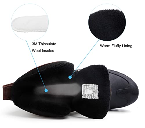 Riemot Men's Snow Boots Waterproof Winter Boots For Hiking Trekking Fishing Riding Hunting Dog Walking Insulated Mucker Yard Boots Gardening Shoes Warm Anti-Slip Ankle Boots Brown Eu 45 #TOP2