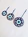 Erbulus Turkish Blue Evil Eye Wall Hanging Ornament – Turkish Nazar Beads - Triple Evil Eye with Floral Design Home Protection Charm Set of 3 - Wall Art Decor Amulet in a Box