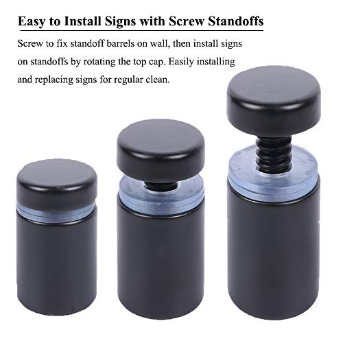 Osring 1 x 1 Inch Sign Standoffs Hardware 16 Pack, Stainless Steel Screw Standoffs Wall Mounting Signage Holder for Acrylic Board, Glass Panel and Plexiglass Picture, Black