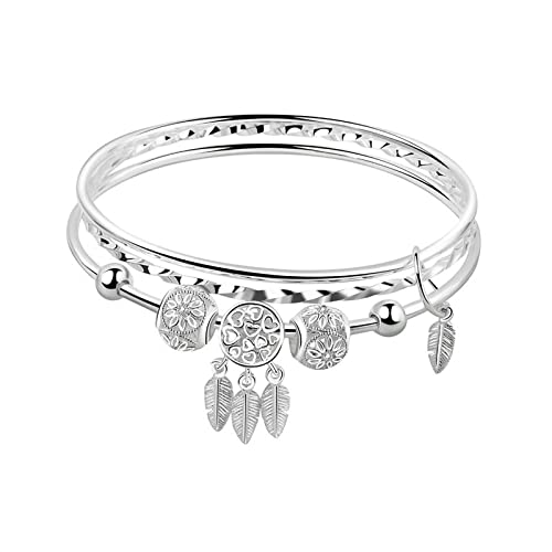 Bracelet LuisFranklin femme jonc élégant aux charms plumes raffinés