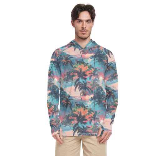 Sweat de soleil homme manches longues pour plage hawaïenne et tropiques