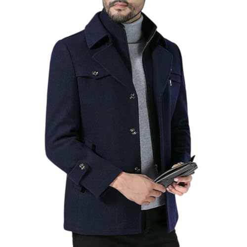 Veste mi-longue en tweed et cachemire homme manteau hiver revers épais