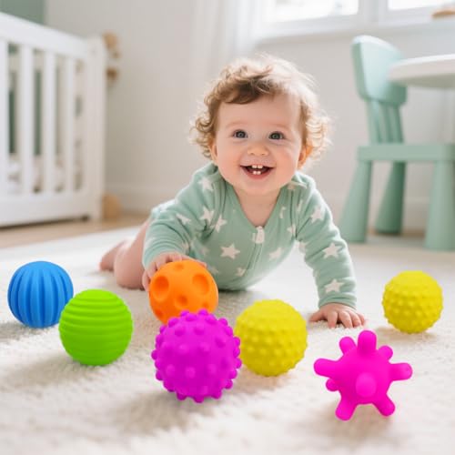 JoFAN 6 Pack Textured Sensory Balls Soft Montessori Toys for Baby Toddlers Christmas Stocking Stuffers Gifts - Image 5
