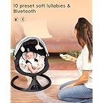 Electric Baby Swing for Infants to Toddler Portable Babies Swin Timing Function 5 Swing Speeds Bluetooth Touch Screen Music Speaker with 10 Preset Lullabies 5-Point Carabiner Black - Image 5