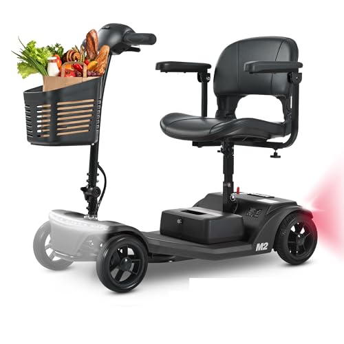 Mobility Scooters for Adults & Seniors Foldable,All Terrain 4 Wheels Folding Scooter 400 lbs Weight Capacity,Portable Heavy Duty Power Electric Motorized Wheelchair for Elderly,w/Seat,15Mile (black 1)