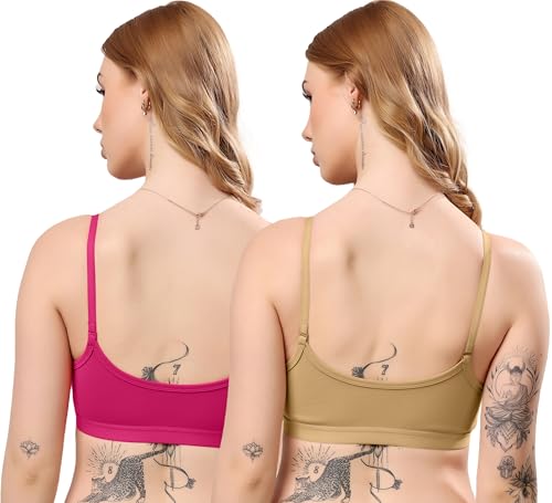 Image of London Hills Women's Cotton Sports Bra for Women Solid Bra Wireless & Non Padded Full Coverage Soft Hold Straps Super Combed Cotton Elastane Stretch Full Coverage Slip-On Active Bra