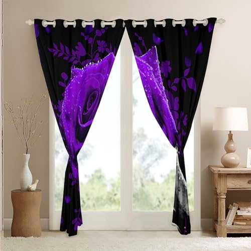 Rideaux de fenêtre roses violettes chambre à coucher et salon 167x183 - 5