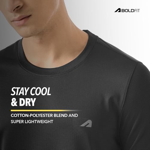 Image of Boldfit Gym T Shirts for Men Workout Breathable T Shirt for Man Active Wear Sports Tshirt for Men Lightweight Gym Tshirts for Man Dry Fit Running T Shirts for Boys Regular Fit Sports Tshirts