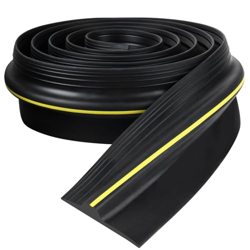 Garage Door Seal Universal Garage Door Seal Strip Heavy Garage Door Bottom Weather Stripping Rubber Seal Strip Garage Door Weather Seal Excluder Waterproof (Black Yellow, 100mm(W) x 25mm(H) x 3m(L))