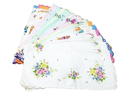 Womens/Girls Vintage Floral Cotton Handkerchiefs Pack #TOP5