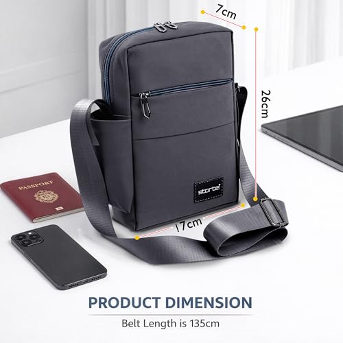 Image of Storite 10 Inch Stylish Padded Mini Sling Crossbody Bag for Men and Women, Small Passport Travel Sling Bag With Water Bottle Pocket