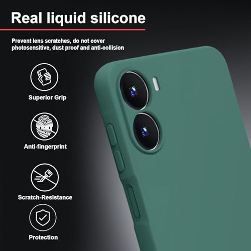 Image of TRUEUPGRADE Compatible with Vivo T2X / Y56 / Y16 (4G) Back Cover Case, Liquid Silicone Cover, Full Body Protective Cover, Shockproof, Anti-Scratch Soft Microfiber Lining - Green