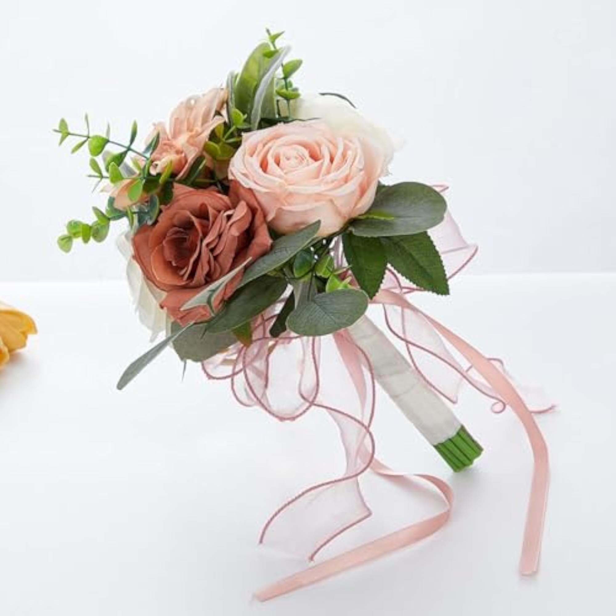 Simulated Eucalyptus Rose Wedding Bouquet for Decoration