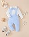 KIMI BEAR Infant Baby Boy Clothes 6 Mouths Newborn Gentleman Outfit Long Sleeve Dress Shirt+Bowtiet+Suspender Pants NavyBlue Wedding 12 Mouth Boy Fall Clothes Set