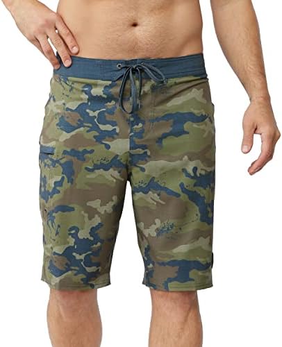 Maui Rippers Mens 21" Stretch Board Shorts Reef Camo, 40