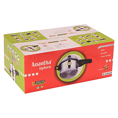 Image of ANANTHA Induce Induction Base Outer Lid Aluminium Pressure Cooker, 2 Litres (Silver)