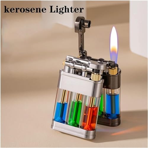 Encendedor transparente retro recargable para hombre miniatura 3