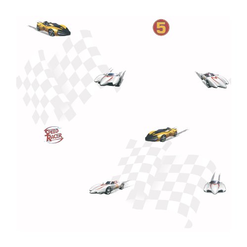 York Wallcoverings BT2796 Speed Racer Wallpaper, Bright White/Fire Engine Red/Canary Yellow/Platinum Silver/Black Ony