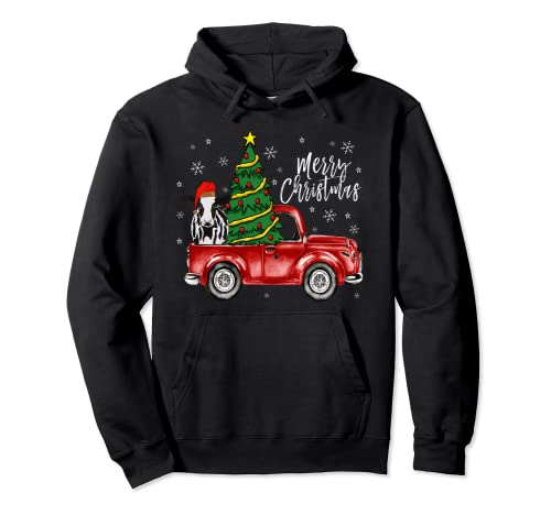 Funny Vaca Truck Feliz Navidad Vaca Heifer Amante Granjero Navidad Sudadera con Capucha