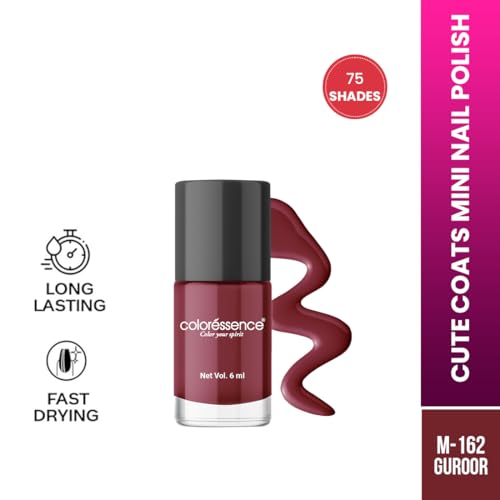Image of Coloressence Cute Coats Long Lasting Nail Paint | Chip Resistant | Quick Dry | One Swipe Application | Toxin Free|Guroor-6Ml, Glossy, glossy finish