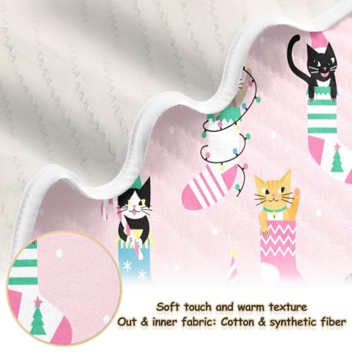 Kigai Christmas Cats Baby Blanket for Boys Girls Swaddle Blankets Soft Cozy Receiving Blanket Nursery Crib Blankets for Toddler Newborn, 30 x 40 Inch2