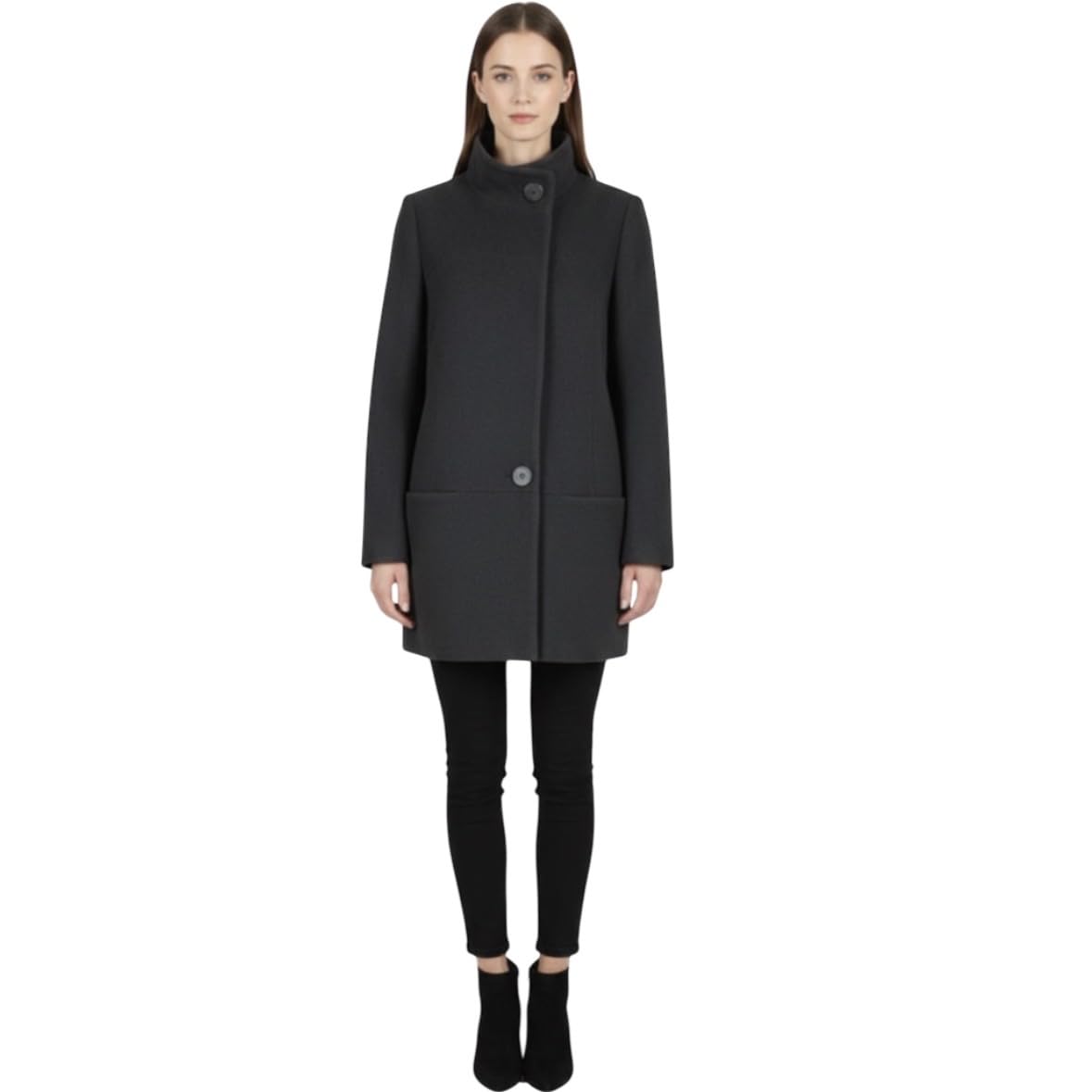 Women Solid Winter Coat Single Piece Limited Availability Structured Long Sleeve Button Closure Elegant Outerwear For Women Boutique One Of One Exclusive Design-picture-54
