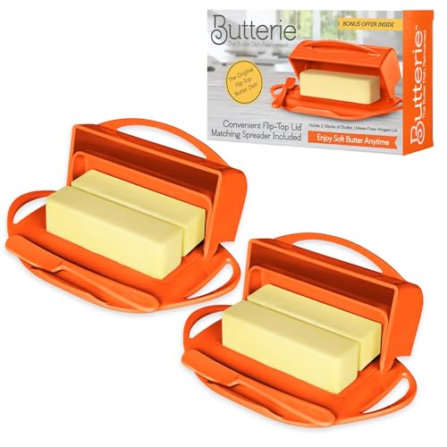 Image of Butterie Flip Top Butter Dish Two Pack, Orange