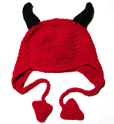 Women Hats Earflap Triangle Hanging Winter Knitted Horns Beanie Costume Party Gifts Halloween Costume