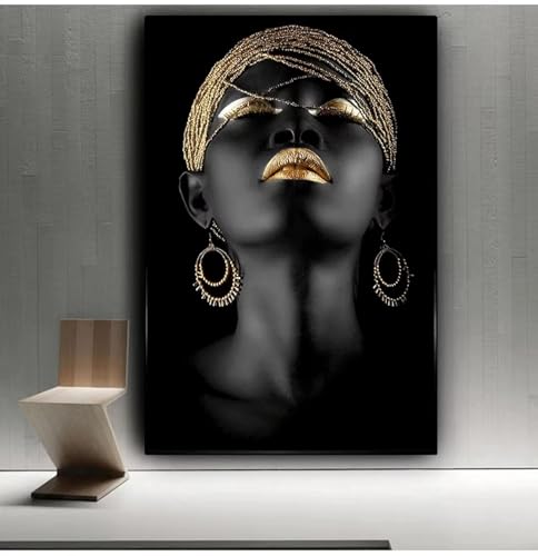 Peinture à l'huile sur toile IUCUHE de femme africaine noire 90x110cm