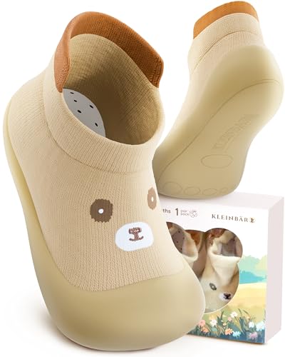 Kleinbär® Krabbelschuhe Kinder [Zehen und Fersenschutz] - Lauflernschuhe...