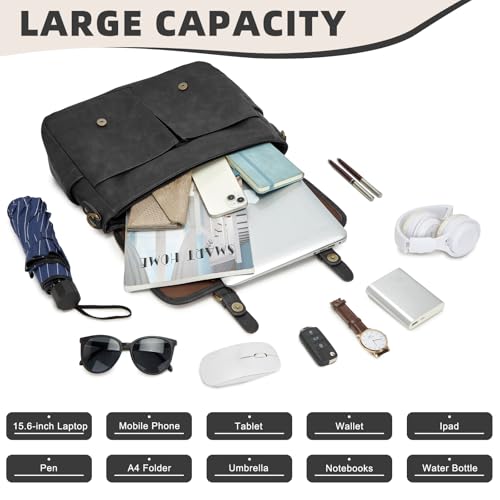 Bolso Messenger de Cuero para Hombre 15.6 Pulgadas miniatura 4