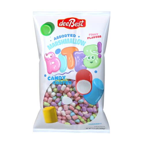 Dee Best Candy Covered Mini Marshmallows - Assorted Flavors Bulk Pack 2.2 Lb, Kosher Certified - Sweet And Crunchy Candies For Snacking And Desserts #TOP4
