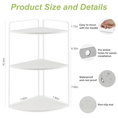 Image of 3 Tier Corner Bathroom Counter Organizer, Countertop Organizer, Makeup Organizer Countertop, Bathroom Storage Sink Shelf, Wooden and Metal Counter Shelf (Large Capacity-White)