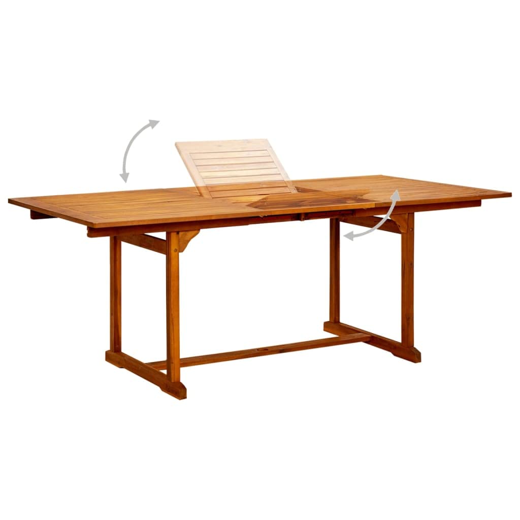 Tavolo da Giardino Allungabile in Legno Massello di Acacia per Esterni, Resistente agli Agenti Atmosferici e Facile da Pulire, Ideale per Terrazza, Patio o Giardino
