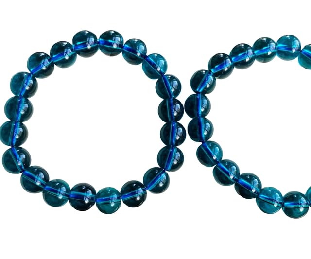 Hand_Crafted 10mm 2Pcs Natural Blue Tourmaline Crystal Women Beads Bracelet Pack Of 2 Bracelet YO-BRACE-23948