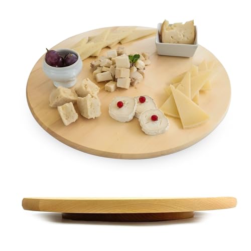 Lazy Susan - Giradischi per tavolo da pranzo, grande tavolo rotante per servire cibi, 35 cm, piatto girevole per alimenti sia per interni che per esterni, vassoio rotondo centrotavola (legno di Hevea)