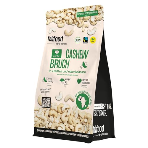 fairfood Freiburg Bio Cashewbruch naturbelassen 600 g - Fairtrade & Unbehandelt - aus kontrolliert biologischer Landwirtschaft