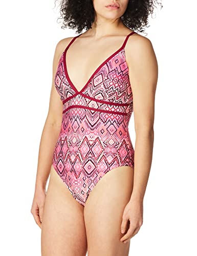 La Blanca Women's Standard V-Neck One Piece Swimsuit, Pink//The Idealist, 14