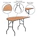 Flash Furniture Furman 5' Half-Round All-Occasion Wood Folding Event Table, Foldable Portable Half-Round Banquet Table with Wooden Top, Natural/Black