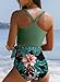 Dokotoo Two Piece Swimsuit for Women Tropical Print Fashion Crewneck Racerback Sexy High Waisted Swimsuits,Green Medium