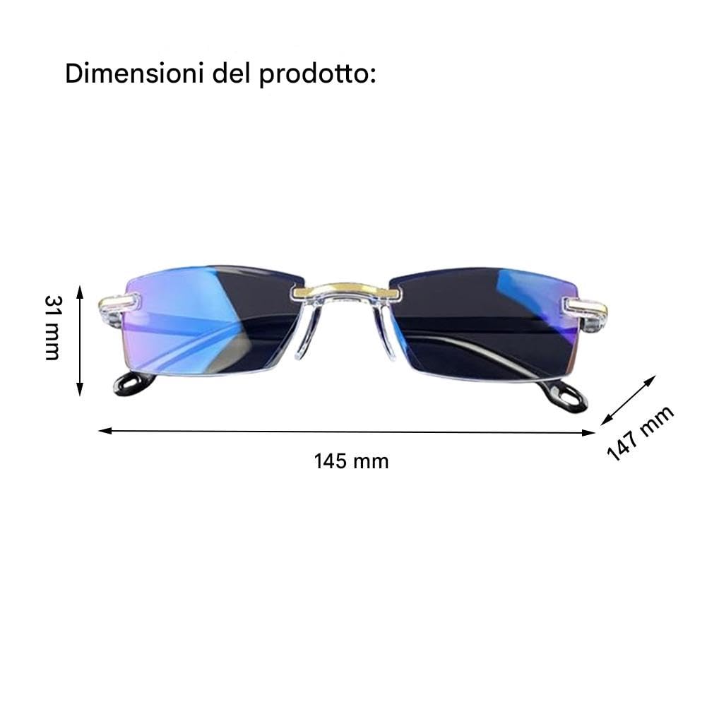 Occhiali autoregolanti da vista con messa a fuoco automatica – Visione Autofocus a Cristalli Liquidi + Custodia Inclusa – Per Uomini e Donne (2.5X,2*Pendenza)